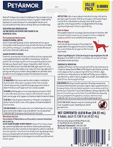 PetArmor Flea & Tick Topical Dogs 45-88 lbs, Fipronil, 3-Month | Ideal for Large Dogs 45-88 lbs; Kills Adult Fleas in 24-48 hrs; 3-month supply; Vet-Quality, No Rx Needed