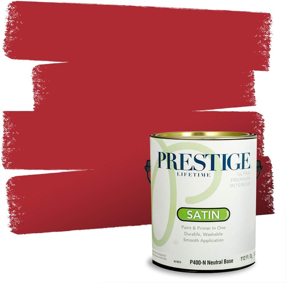 PRESTIGE Paints Exterior Paint and Primer In One, 1-Gallon, Satin, Comparable Match of Sherwin Williams* Real Red*