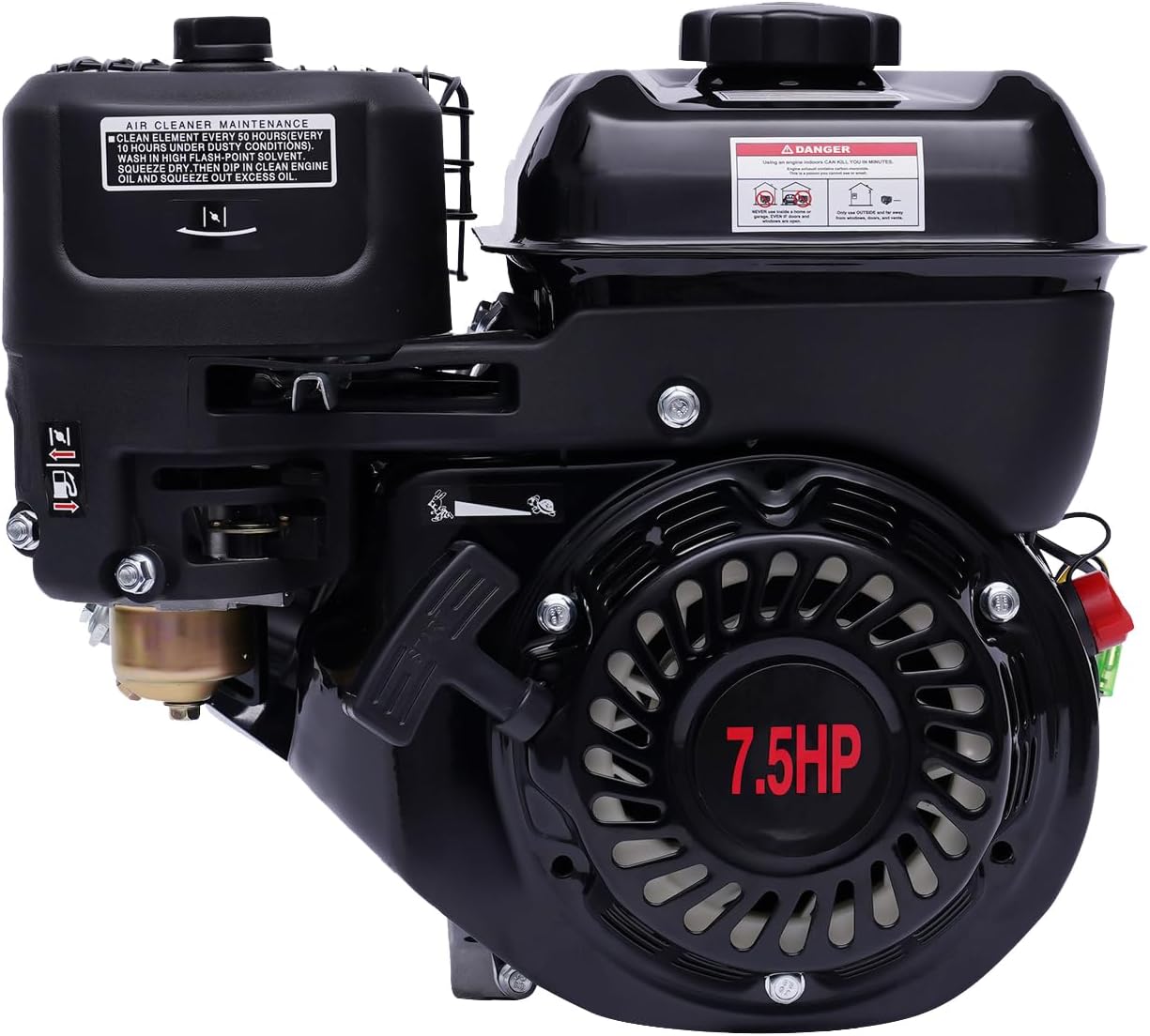 Gas Engine, 7.5 HP Horizontal Shaft 212CC 4-Stroke Engine, 3600 RPM with 20 mm Shaft – for Farm Machinery, Garden Equipment, Tillers