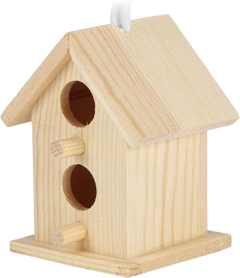 Meiyya Unfinished Birdhouse to Paint for Birdwatching with Perch, MoistureResistant Bird Nests