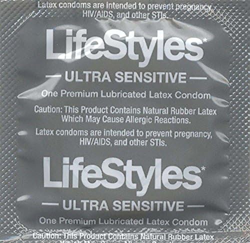 LifeStyles Ultra Sensitive Premium Lubricated Natural Latex Condoms Value Pack - 100 Count, 1 Pack - Triple Tested for Best Protection, Made with UltraGlide Silicone Lube