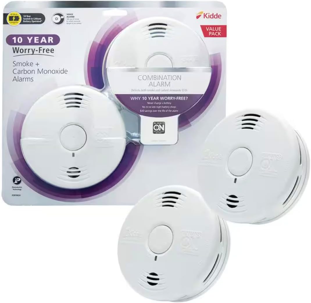 Kidde Worry-Free 10 Year Battery Combination Smoke and CO Alarm with Voice (2-Pa