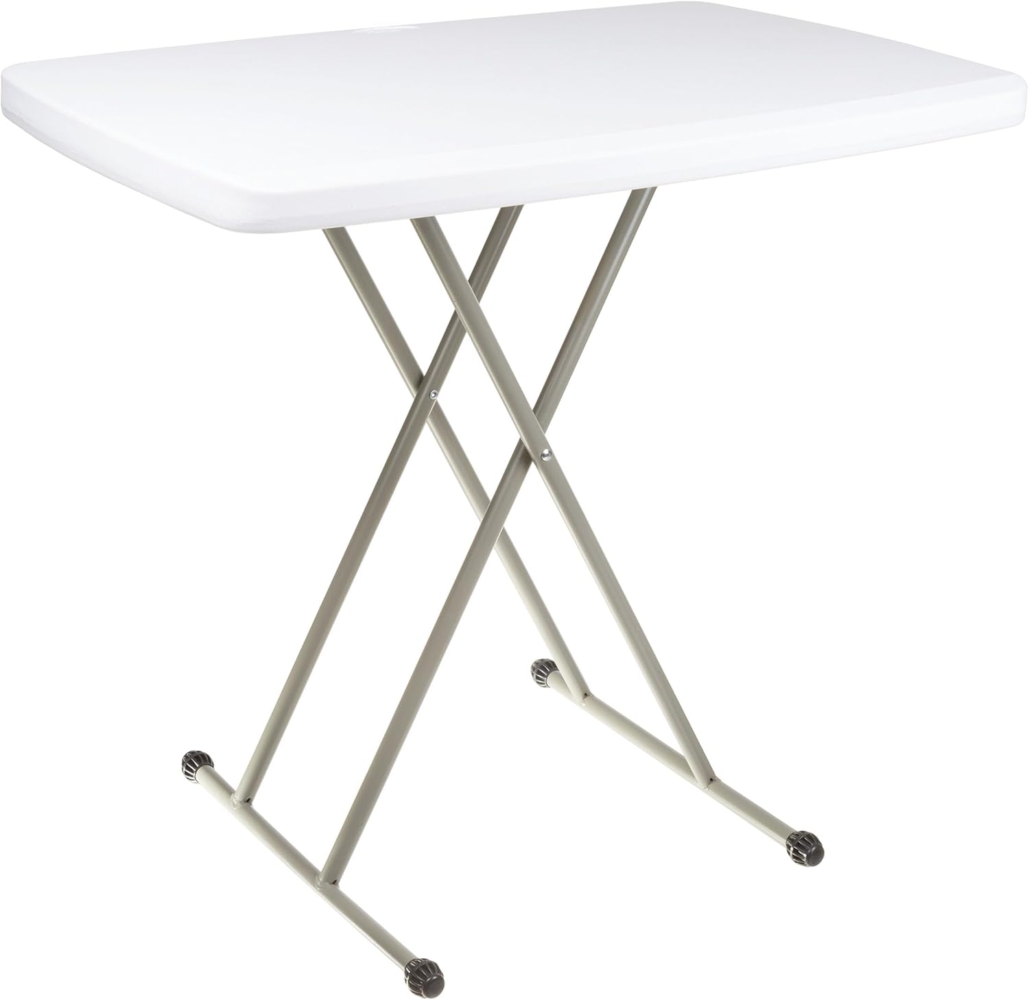 Lavish Home Small Adjustable Folding TV Tray Table, White, 19”H-24”H-28”H | Indoor and Outdoor Portable Lightweight Table, Plastic Snack Table, Small Desk for Laptop, Cards, Camping, Crafting, Party