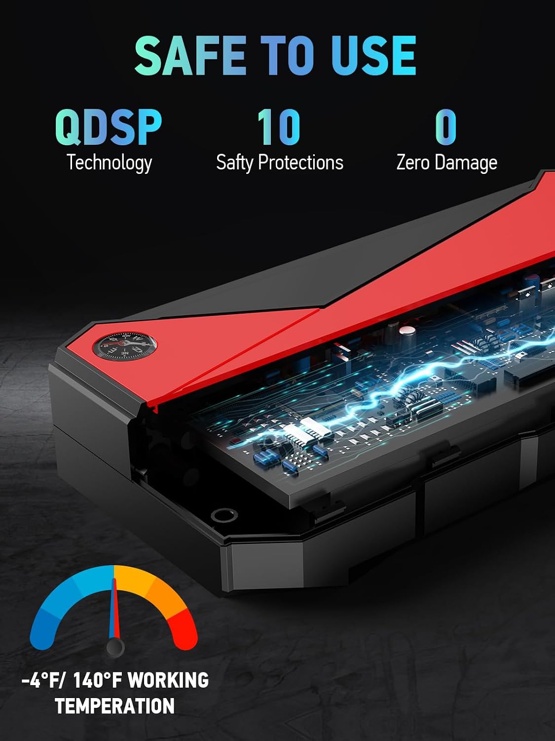 DBPOWER Peak 3000A 18000mAh Portable Car Jump Starter (up to 8.0L Gas, 6.0L Diesel Engine) Battery Booster with Smart Charging Port, Compass