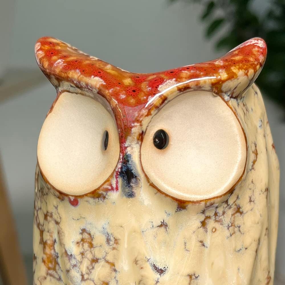 GeLive Blue Owl Ceramic Succulent Planter with Drainage Hole Animal Plant Pot Tabletop Decoration Vase Window Box Indoor Outdoor Decor (Blue)