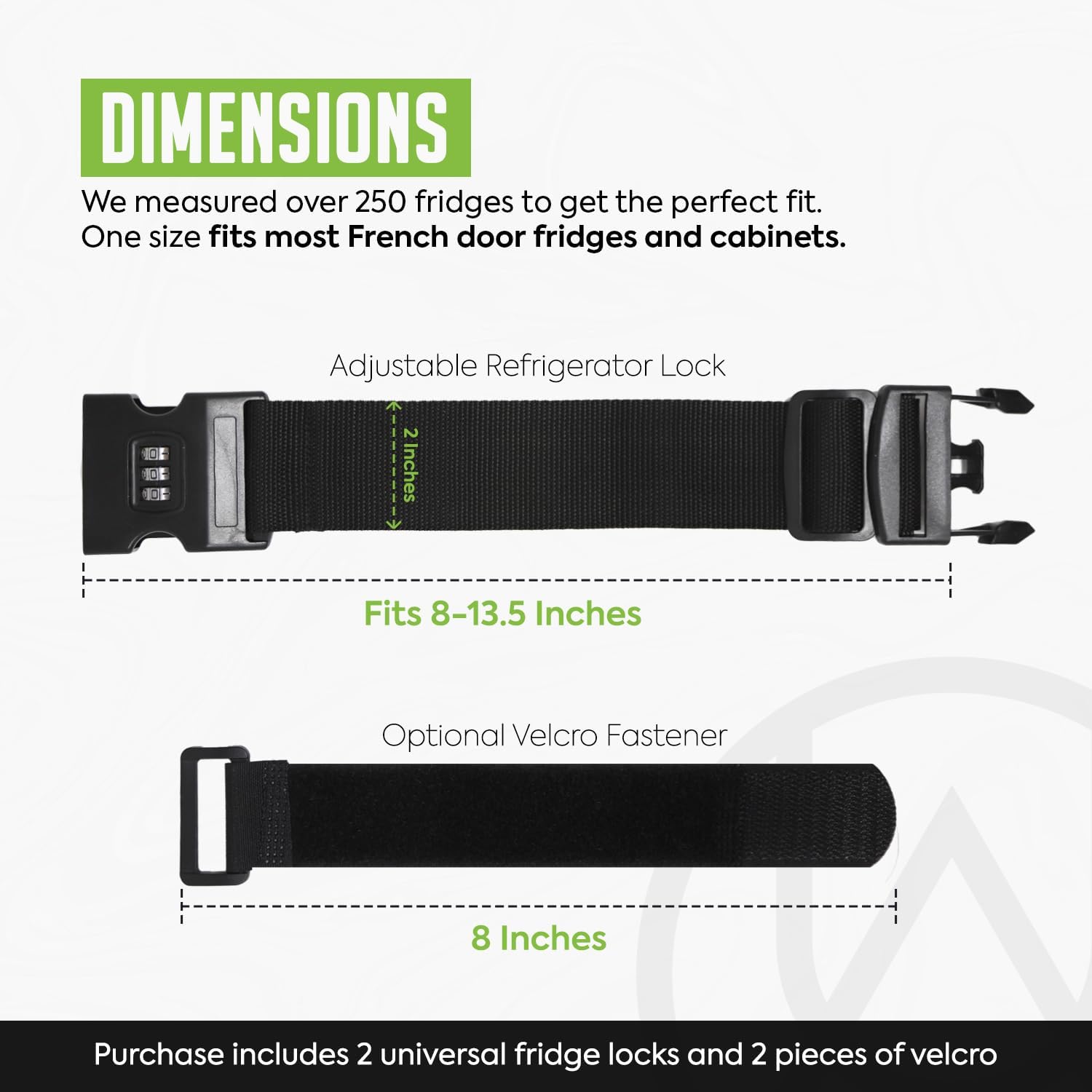 Urban August Child-Proof Refrigerator Lock with Combination - Original French Door Fridge Strap Lock for Kids, & Toddlers - Secure, Adjustable