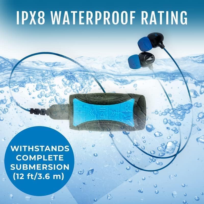 H2O Audio Stream 3 PRO and Surge S+ Earbuds - Underwater Streaming Music Waterproof MP3 Player for Swimming with Bluetooth and Short Cord Underwater