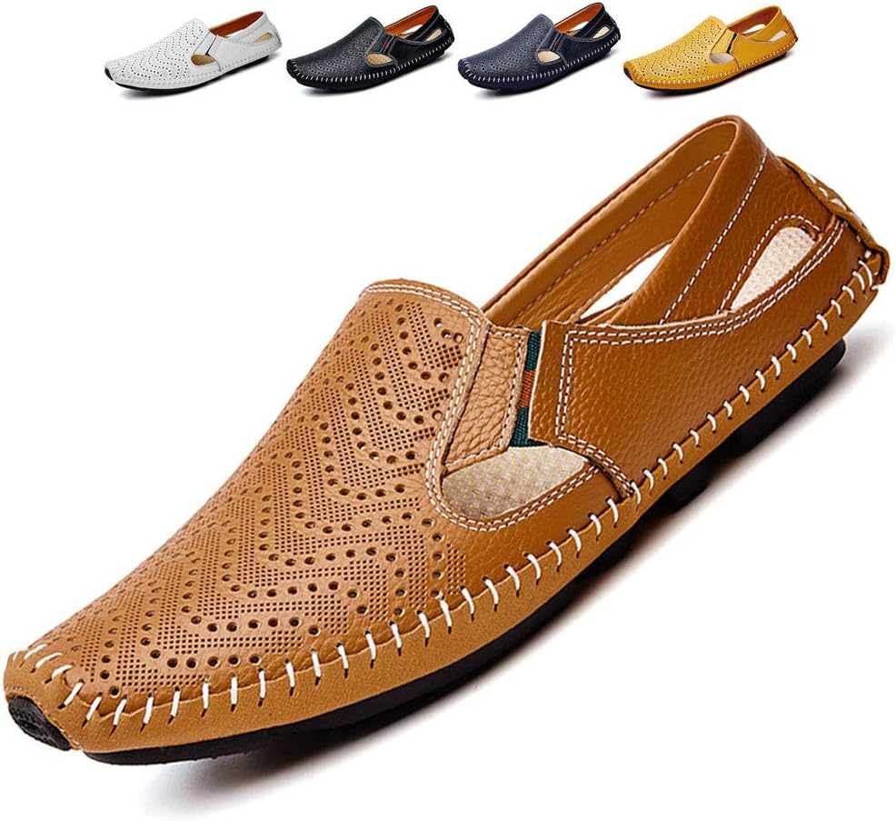 Men's Driving Shoes Leather Slipper Casual Slip on Loafers | Top Grain Leather Upper, Moccasin Toe, Slip-on, Traction Rubber Outsole, Mens Dress Shoes, Mens Casual Loafers