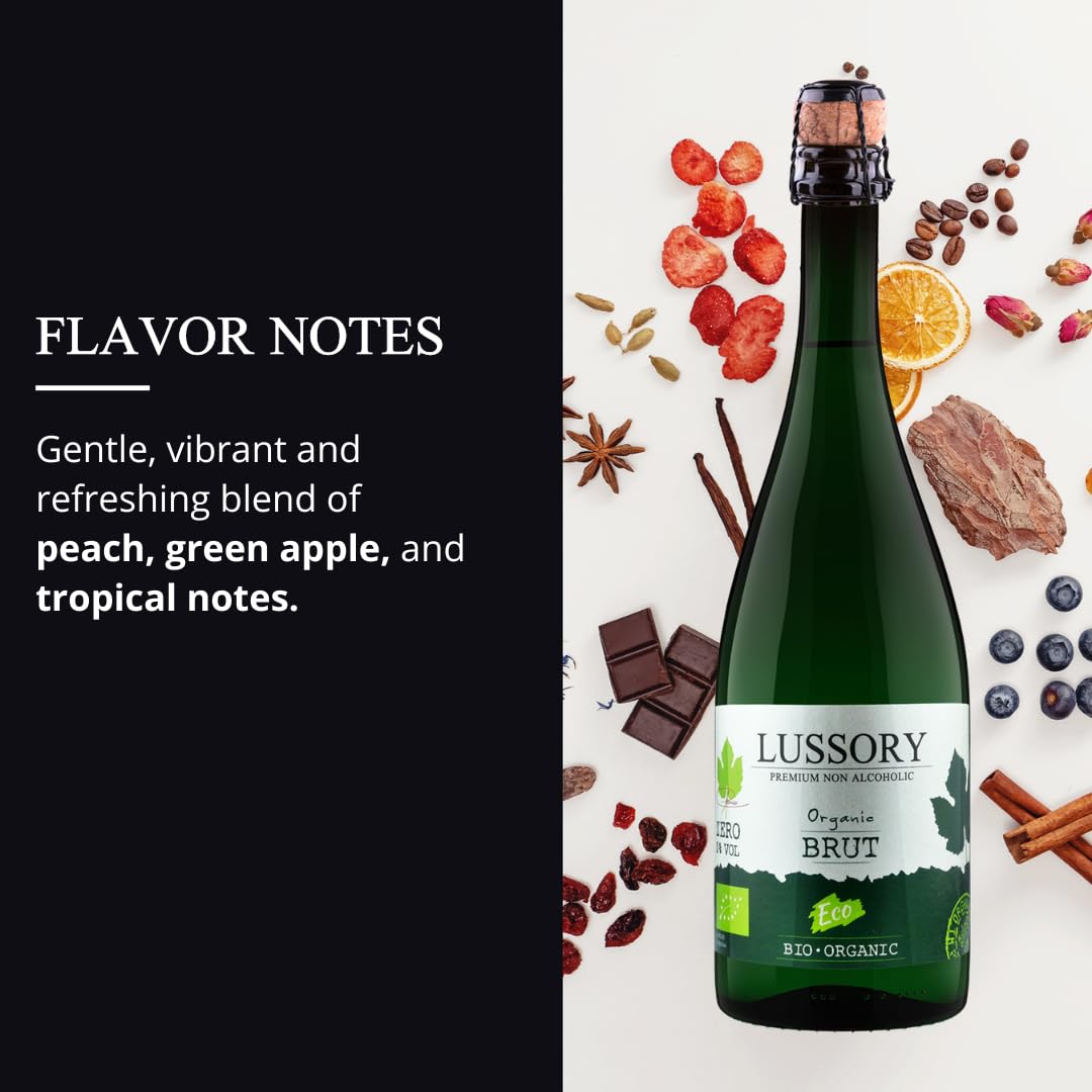 Lussory Organic Merlot Dealcoholized 0.0% Non Alcoholic Wine Red From Spain, Low Calories, Organic, Vegan (750ml, 1 Bottle)