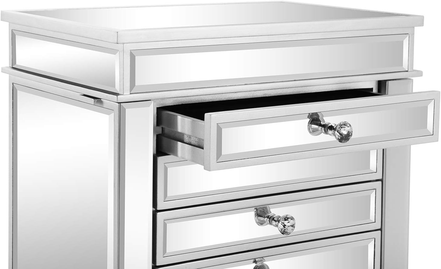 VINGLI Mirrored Jewelry Armoire, Mirror Jewelry Cabinet Standing with 6 Drawers & 2 Side Doors, Jewelry Armoire Cabinet, Standing Jewelry Box