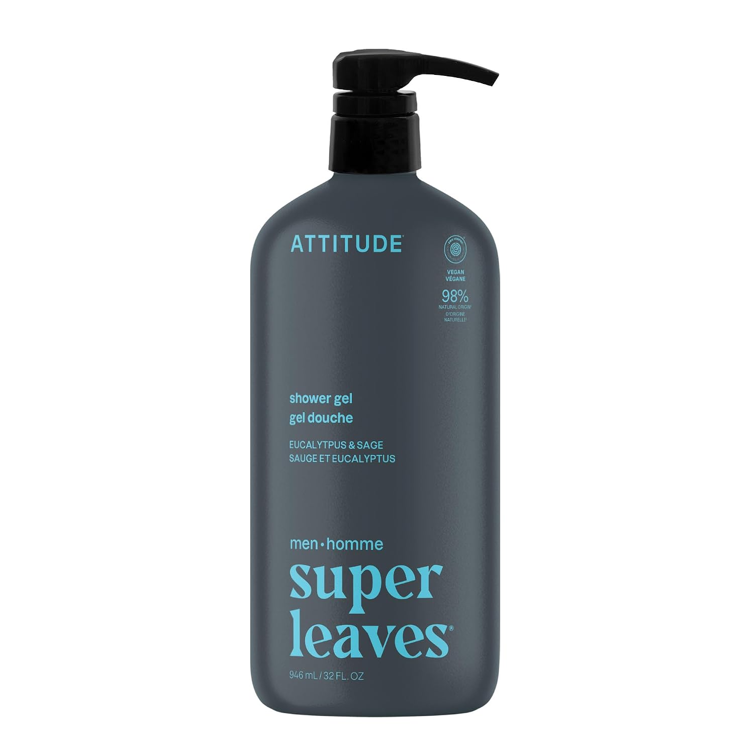 ATTITUDE Body Wash, EWG Verified Shower Gel, Dermatologically Tested, Plant and Mineral-Based, Vegan Personal Care Products, Earl Grey & Fresh Cucumber, 16 Fl Oz