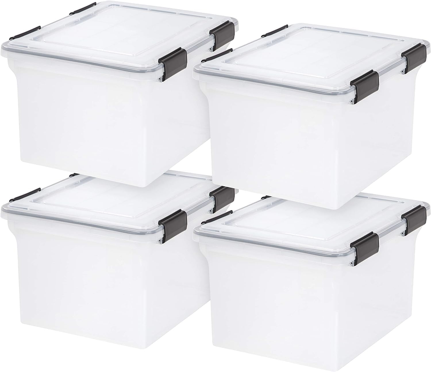 IRIS USA 5-Pack 44 Qt. Letter File Box with Hinged Lid, Clear | Protect important documents, letter and legal files with secure storage for home offices, moving, and long-term organization