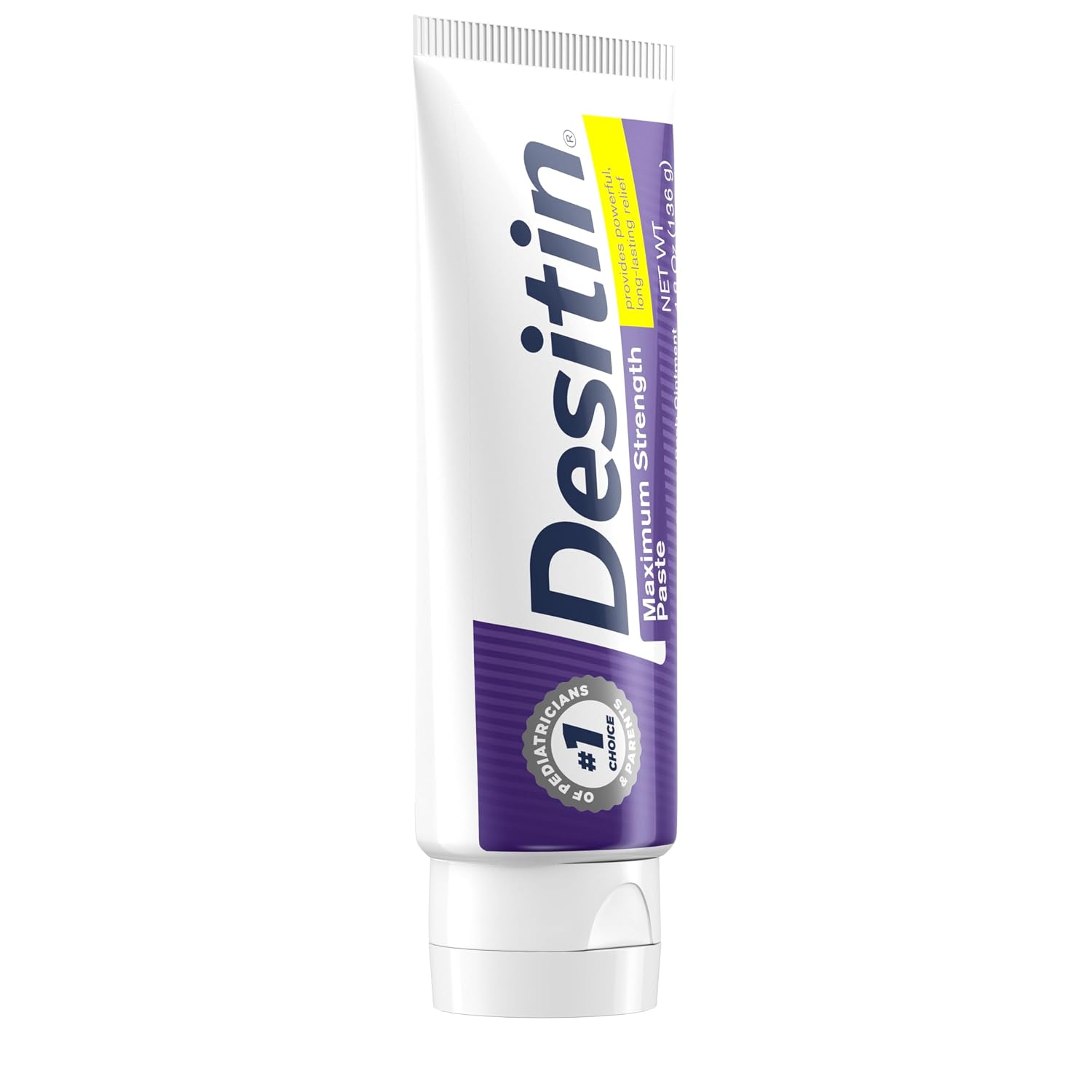 Desitin Maximum Strength Diaper Rash Paste, 40% Zinc Oxide, 4.8 oz | Helps Treat, Relieve & Prevent Diaper Rash, 40% Zinc Oxide, Immediate Relief, Protects up to 12 Hours, Hypoallergenic