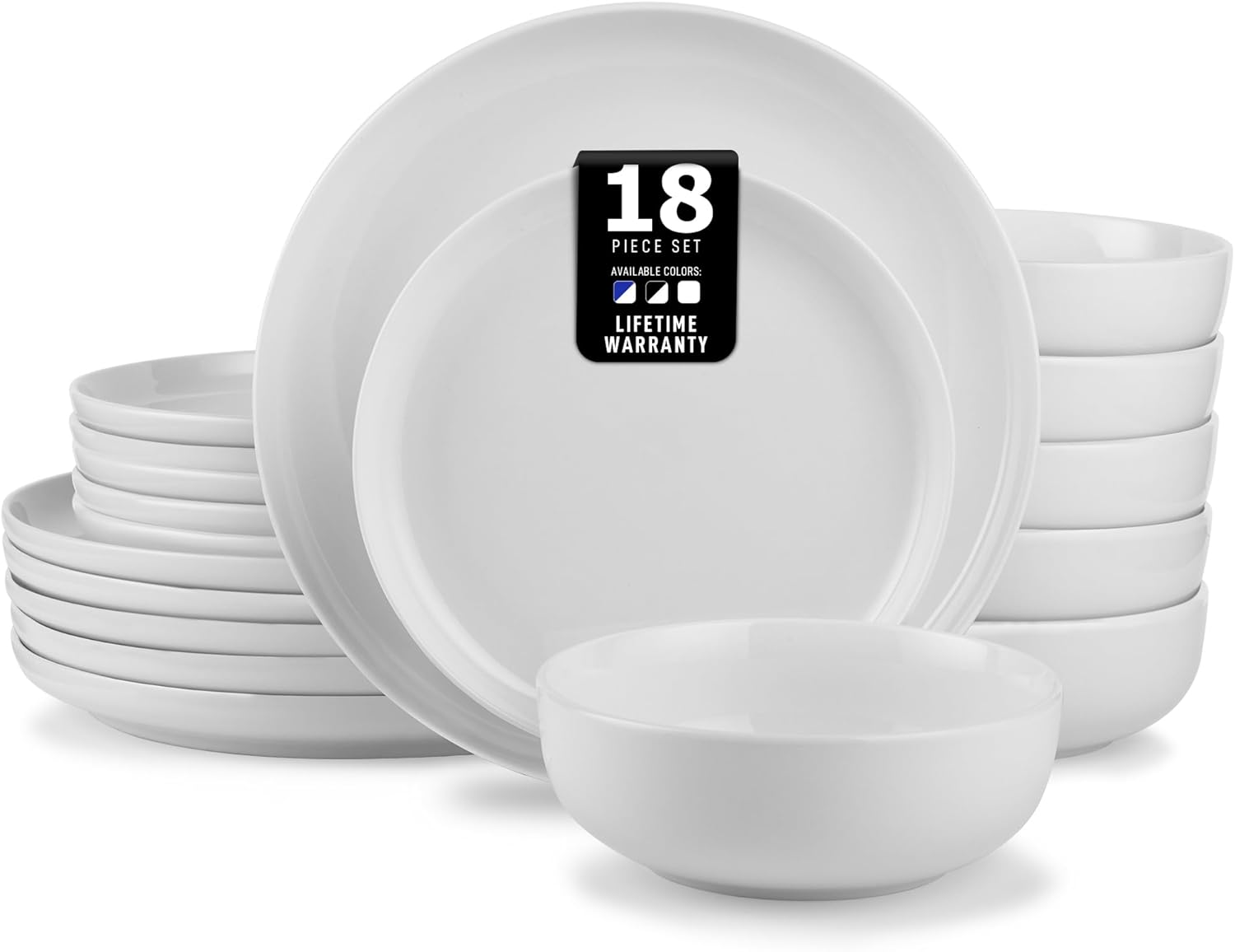 Zulay Kitchen Luna Plates and Bowls Sets, 16 Piece Modern Porcelain Dish Set for 4, Chip and Scratch Resistant Square Dinnerware Set