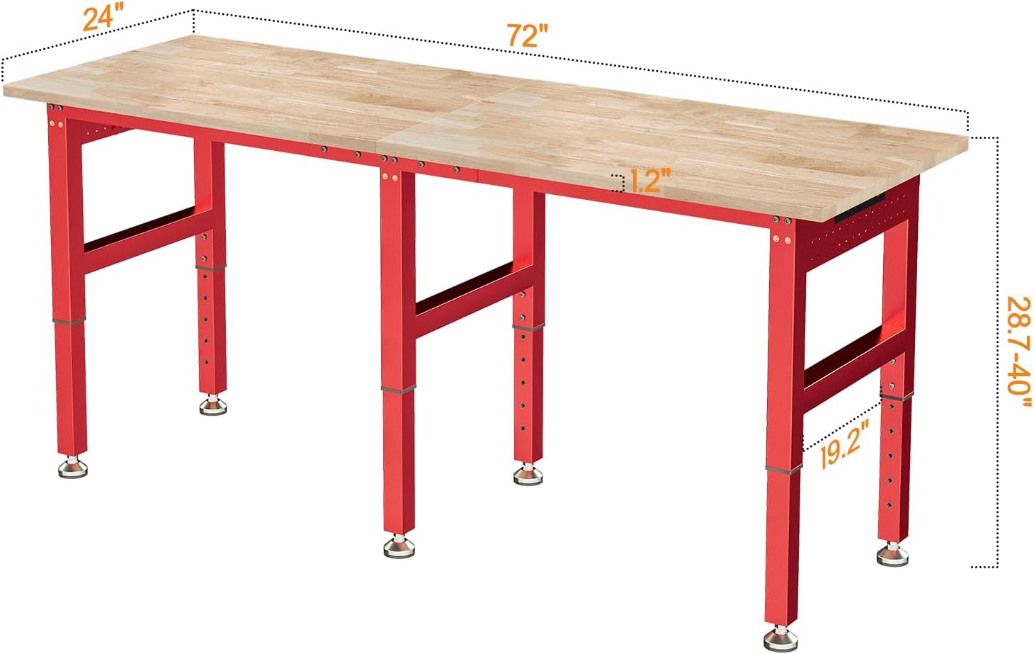 SPECRAFT Adjustable Black Heavy-Duty Workbench | 2000 Lbs Capacity, Rubber Wood Top, 4 AC Outlets and 2 USB Ports, for Garage, Workshop and Office
