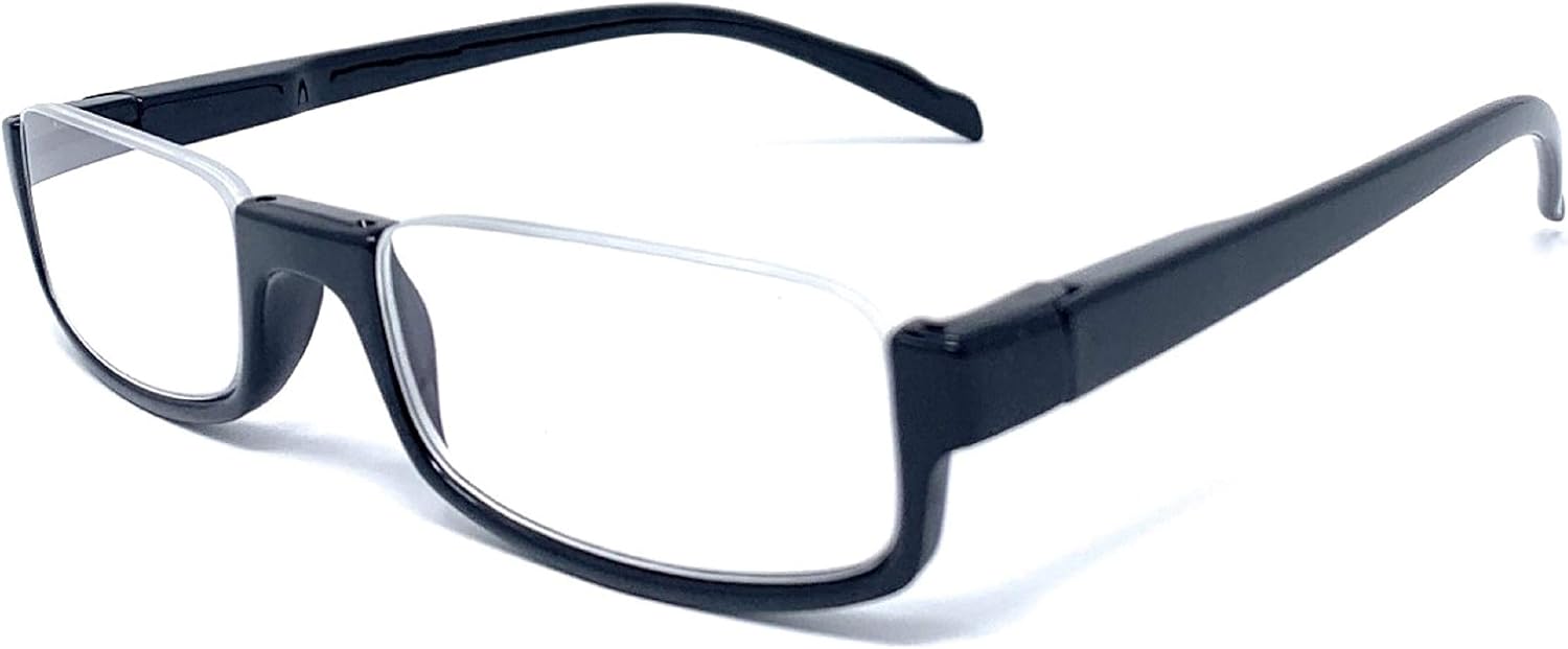 The Parker Rectangle Half Frame Reading Glasses, Unisex Semi Rimless Readers + 1.50 Tortoise