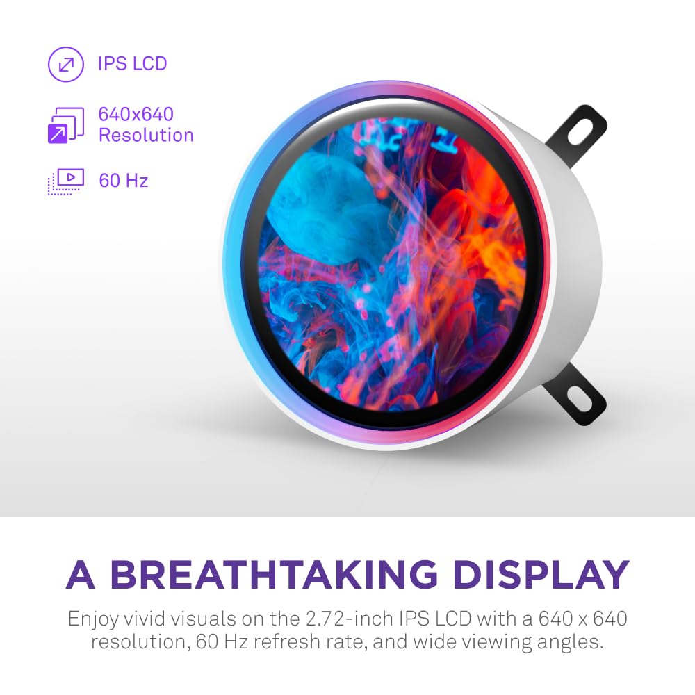 NZXT Kraken Elite 360 RGB - 360mm AIO CPU Cooler, LCD - White | 360mm RGB AIO with 2.36-inch LCD and F360 RGB Core fan. Flagship display cooling with synced RGB via CAM.