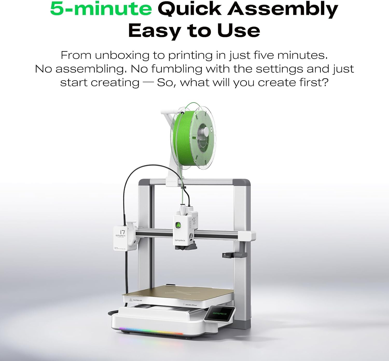 Creality SPARKX i7 Combo 3D Printer, Multi Color with CFS Lite High Speed AI Photo-to-3D Printing 95% Pre-Assemble Auto-Leveling Custom RGB Quick-Swap Essential Parts 10.24×10.24×10 inch