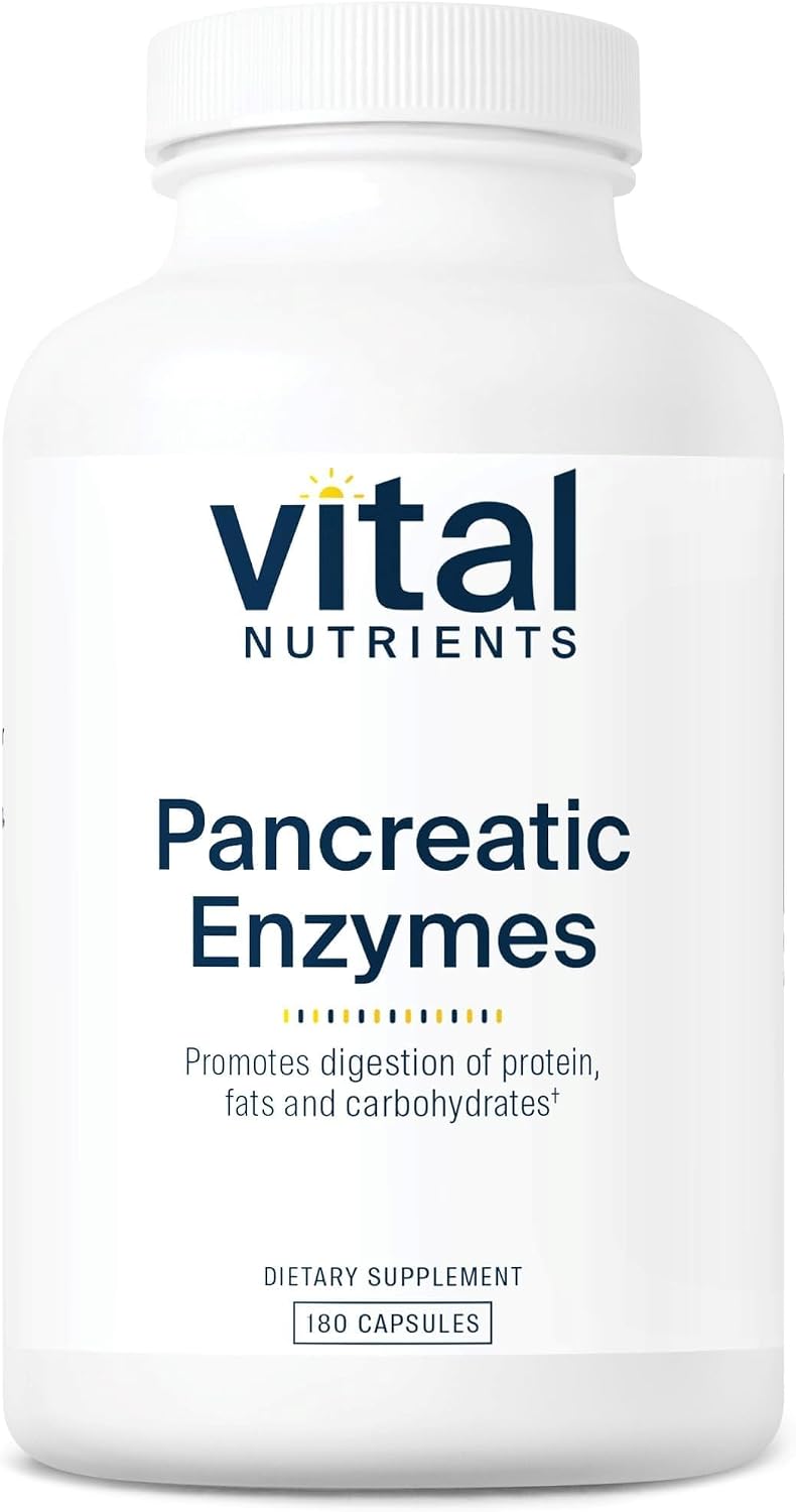 Vital Nutrients Pancreatic Enzymes 1000mg (Full Strength) - Pancreatin Digestion Supplement with Protease, Amylase & Lipase - Digestive Enzymes - Gluten, Dairy, and Soy Free - 90 Capsules