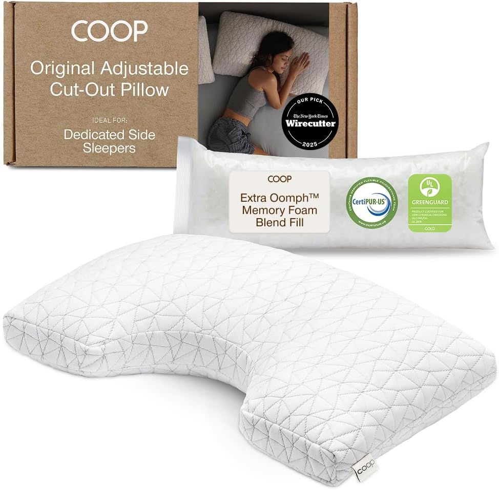 Coop Home Goods Original Adjustable Pillow, Queen Size Bed Pillows for Sleeping, Cross Cut Memory Foam Pillows - Medium Firm Back, Stomach and Side Sleeper Pillow, CertiPUR-US/GREENGUARD Gold