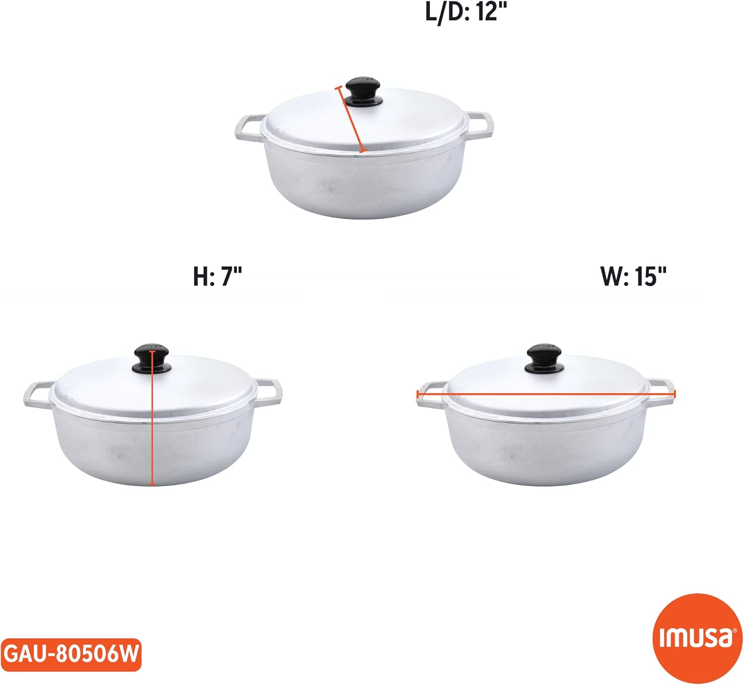 IMUSA USA 11.6Qt Jumbo Traditional Colombian Caldero, 11.6 Quart, Silver | Nonstick Finish, Glass Lid with Easy-Grip Handles, Ideal for Rice and Stews, Great for Family Meals
