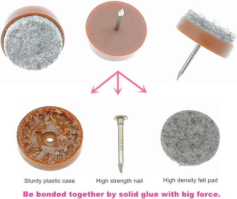 40pcs Furniture Felt Pad Heavy Duty Nail-on Chiar Slider Glide Pad Floor Protector for Wooden Furniture Chair Tables Leg Feet(Φ20mm or 0.8";Black)