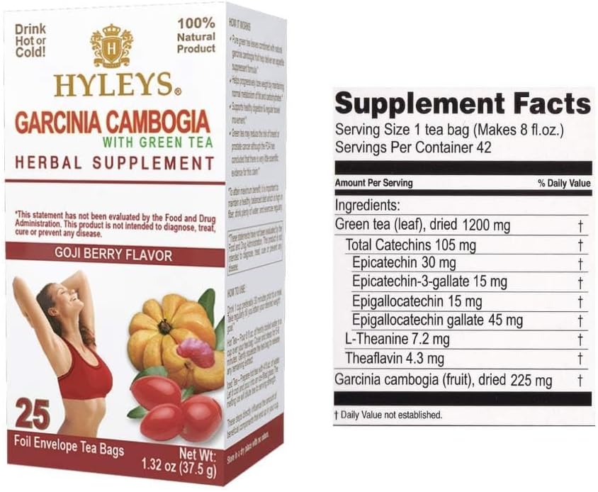 HYLEYS Tea Garcinia Cambogia Green Tea 5 Flavors Assortment - 25 Tea Bags