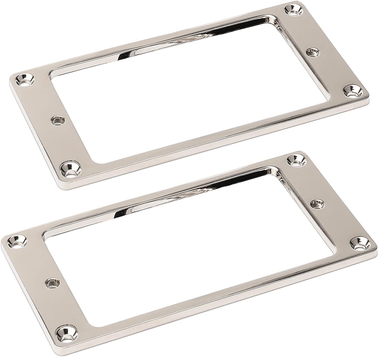 Metallic 2-Pack Humbucker Pickup Rings | Flat Mounting Frame for Electric Guitar, Chromium-plated Iron, Chrome Bridge Neck Pickup Covers Replacement Part