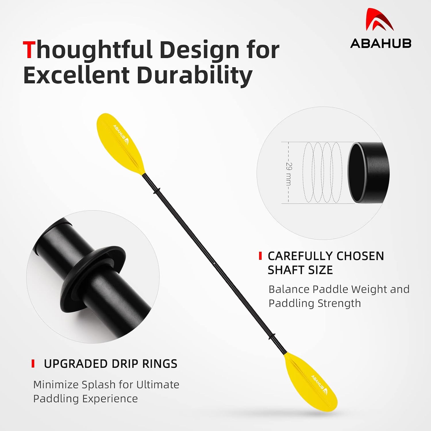 Abahub Kayak Paddle with Free Leash 220-240cm Kayaking Oars