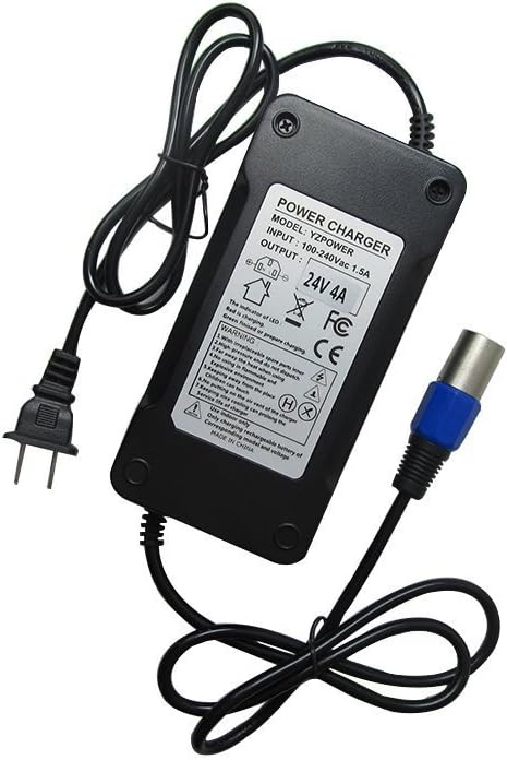 24V 4A Battery Charger for Jazzy,Go-Go Pride Ezip 400 500 650 750 900 Mountain Trailz IZIP I25 IZIP I300 IZIP I350 IZIP I500 Mpv5 Mpv4 Pronto m41