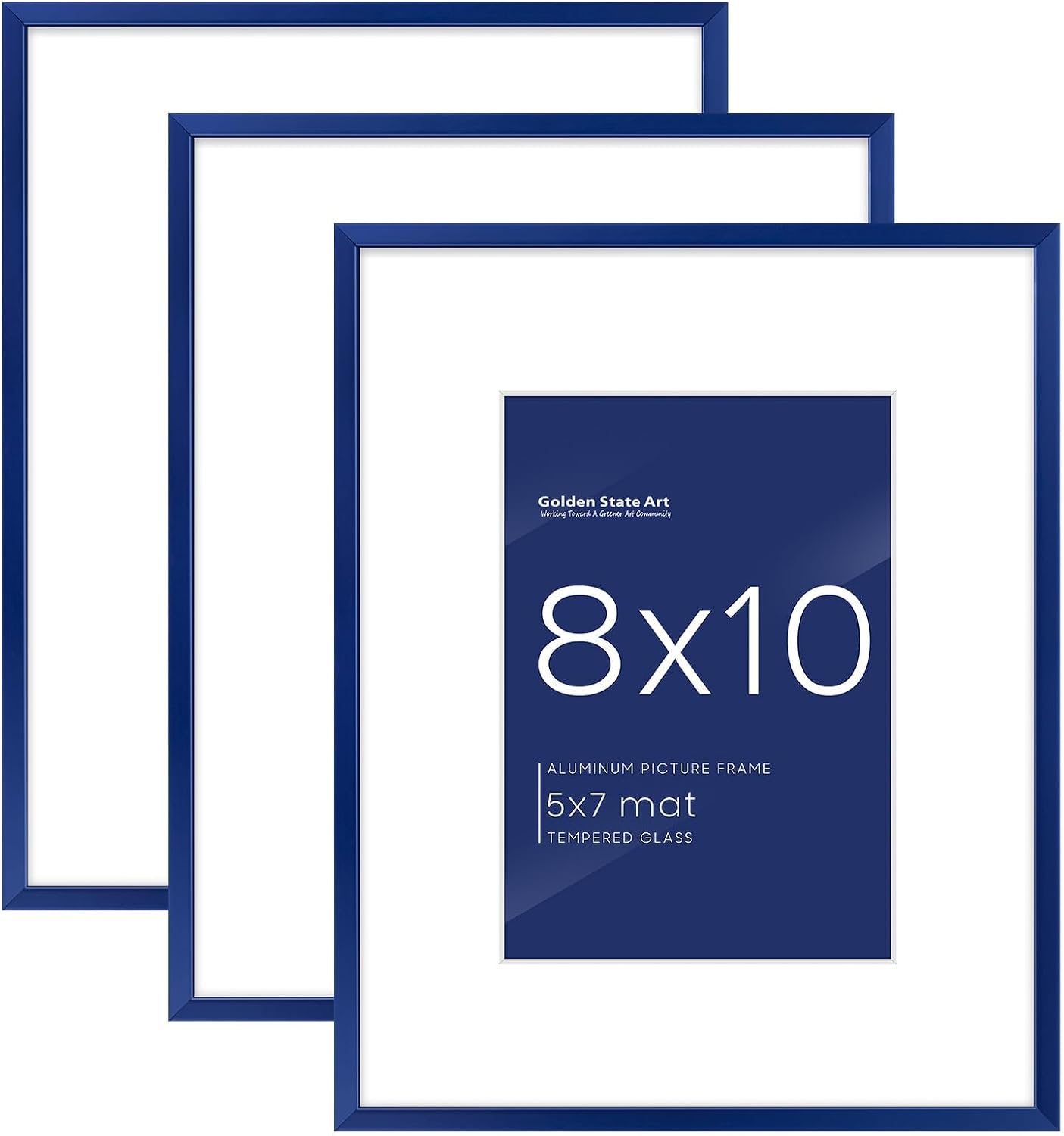 Golden State Art 3 Pack 12x12 Black Aluminum Frames, Real Glass Fronts