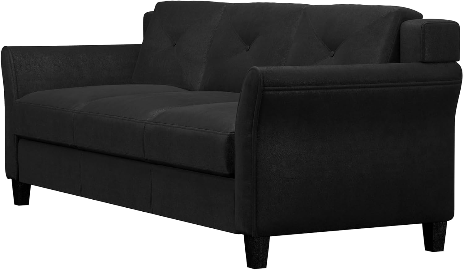 Studio Living Harrington 57.9" Loveseat, Transitional Modern, Pocket Coil Comfort, Easy Assembly, Microfiber Fabric, Dark Grey