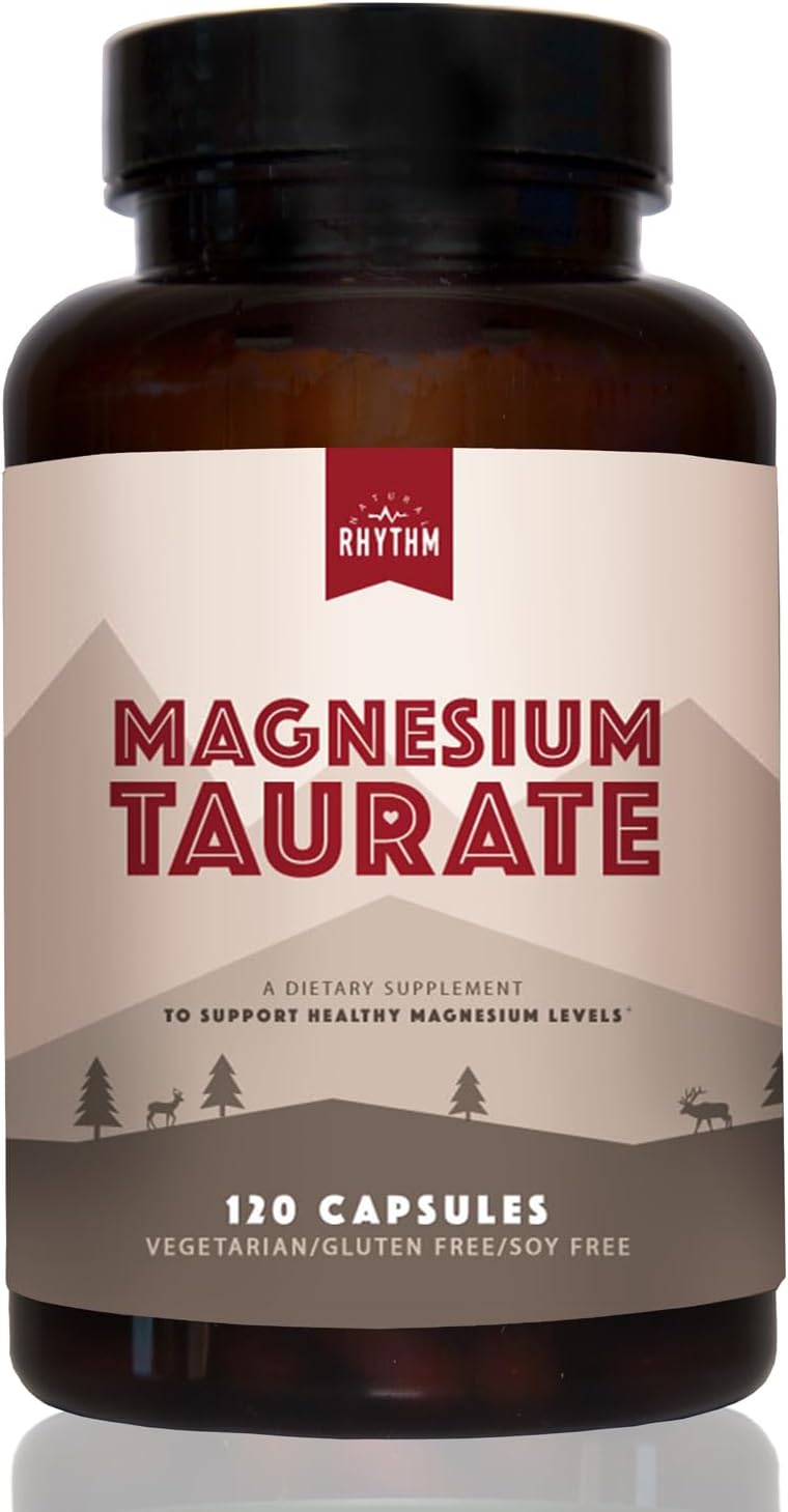 Magnesium Taurate 750mg (150mg Elemental Magnesium) – 120 Vegetarian Capsules – High-Absorption Magnesium Taurate Supplement for Heart, Muscle