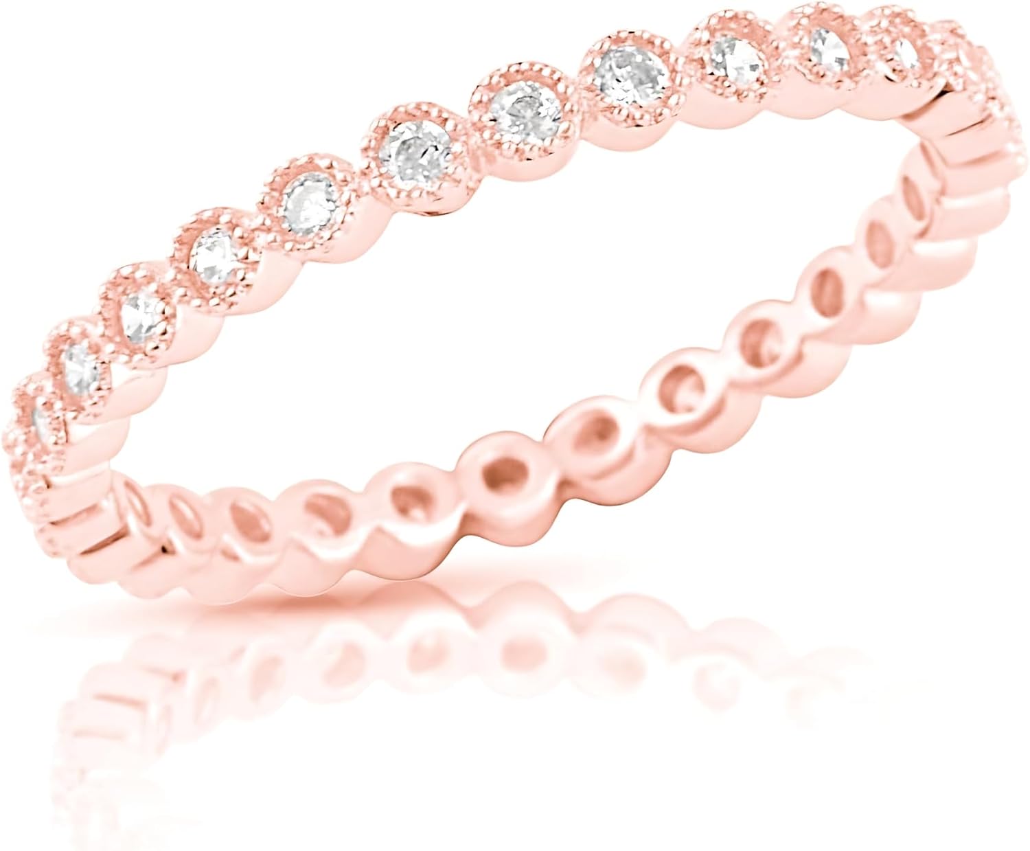 SILVERCLOSEOUT Rhodium Plated Sterling Silver Cz Cubic Zirconia Stackable Womens Eternity Band Promise Ring for Ladies (Size 4-11)