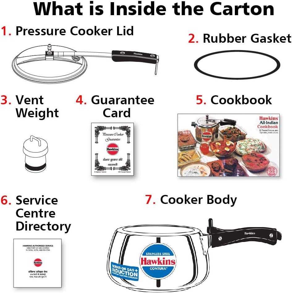 Hawkins 3 Litre Contura Pressure Cooker, Stainless Steel Inner Lid Cooker, Handi Cooker, Induction Cooker, Silver (SSC30)