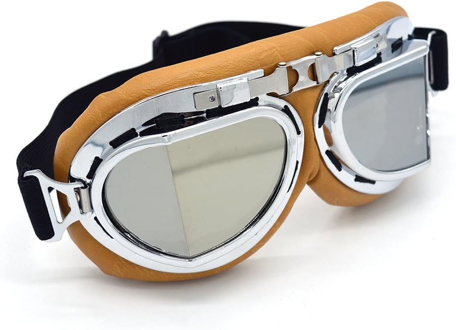 Motorcycle Goggles Anti Fog&Wind&Dust&Sand Aviator Pilot Motocross | Dirt Bike Atv Riding Goggles with Yellow Lens,Fit Over Glasses or Helmet