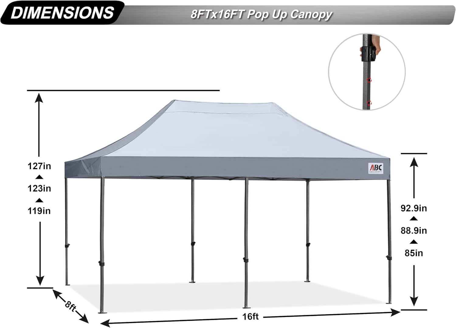 ABCCANOPY Patio Pop Up Canopy Tent 10x10 Commercial-Series (Black)