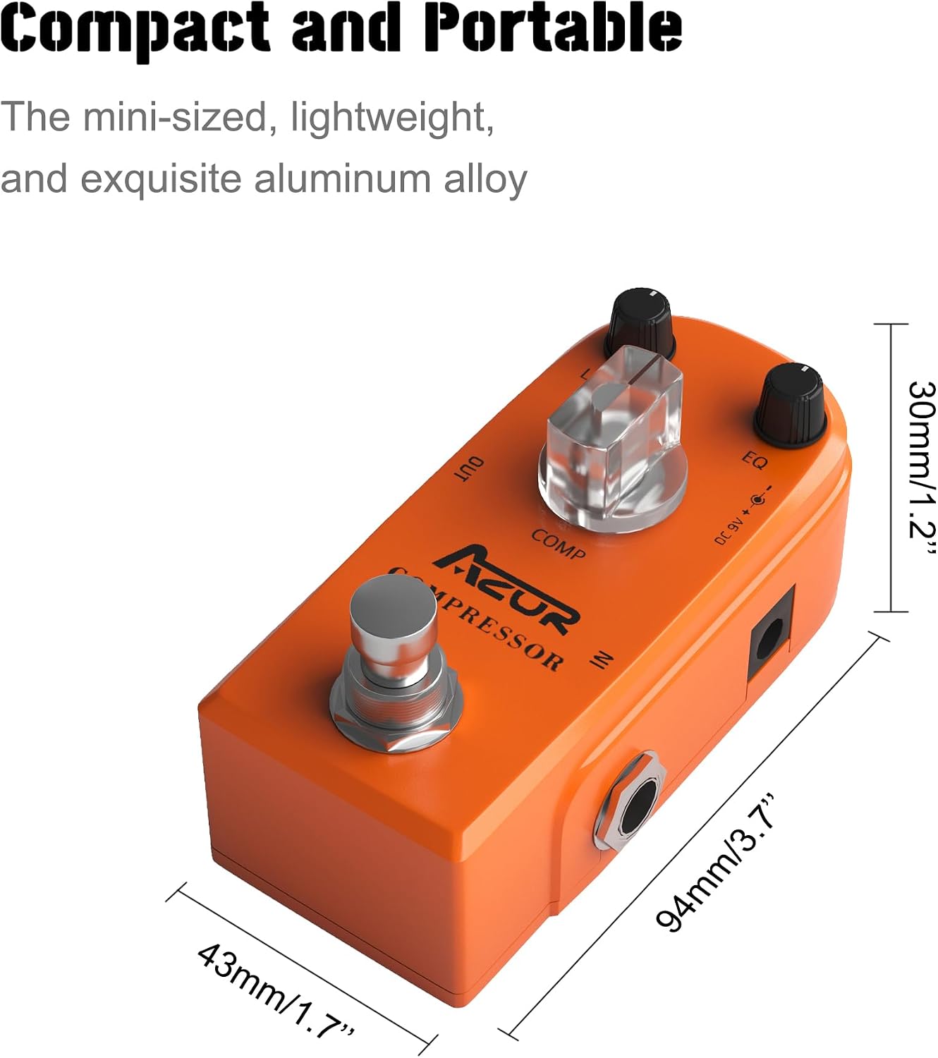 AZOR 5 Band Bass EQ Pedal, Aluminium Alloy True Bypass Equalizer Effect Pedal, Compact Mini Tone Control Pedal for Electric Bass Guitar