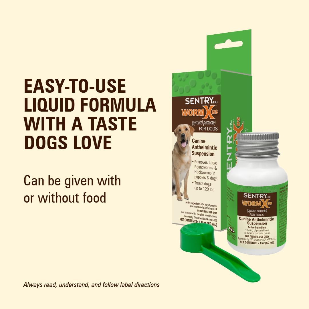 Worm X Plus 7 Way Liquid Dewormer for Dogs 2 oz Broad Spectrum Canine Anthelmintic Suspension Removes Hookworms and Roundworms for Dogs Up to 120 lbs | Ideal for Dogs up to 120 lbs; Precise Weight-Based Dosing; broad-spectrum canine parasite control; 2 o…