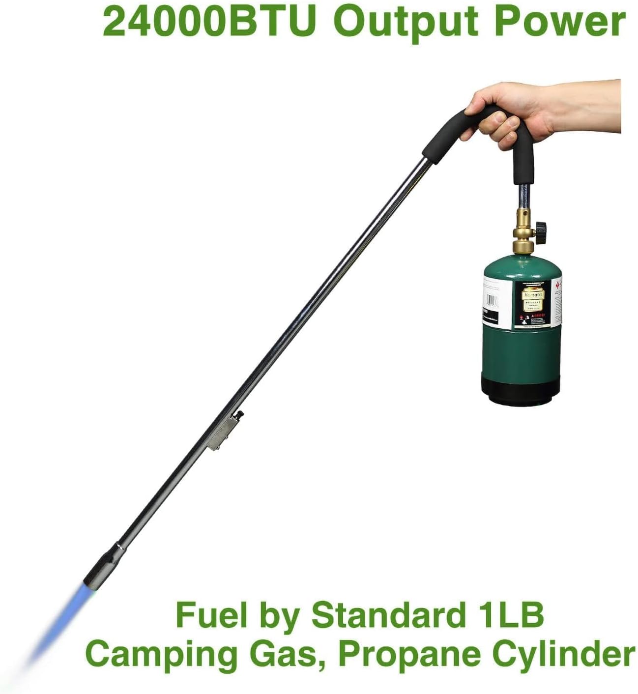 KOMAN Weed Torch Propane Burner, 35" Long Arm, Self-Ignition, Fuel by 1LB /5-40LB Propane Tank, for Roofing, Weeding