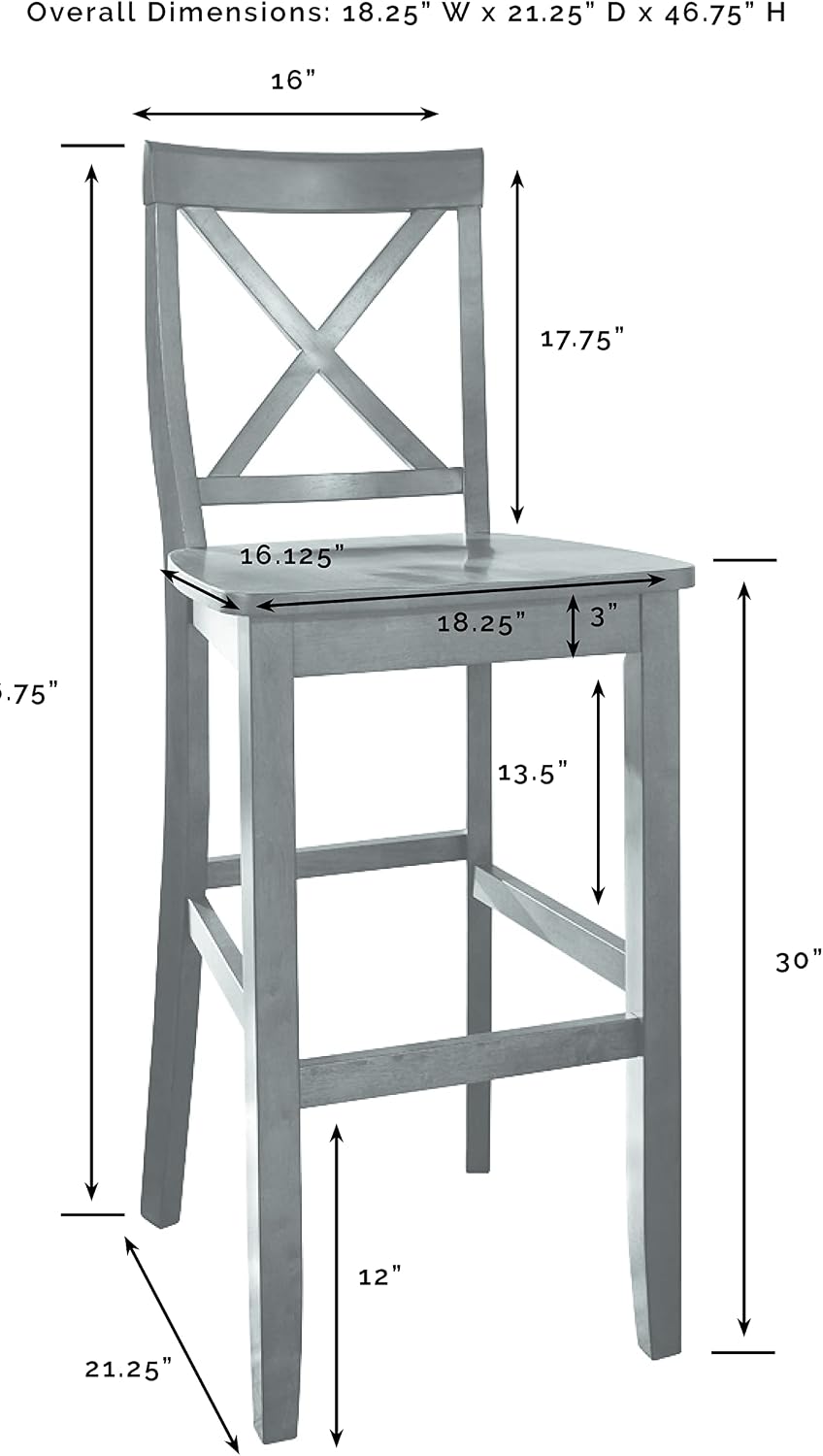 Crosley Furniture X-Back Wood Bar Stools Set of 2, Black, 30-inch