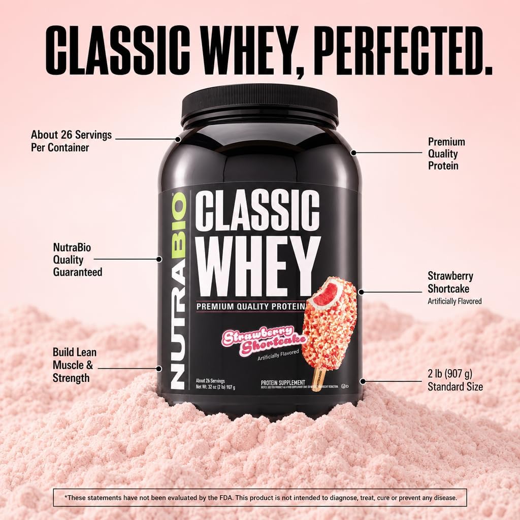 NutraBio Classic Whey Protein Powder- 25G of Protein Per Scoop - No Fillers, Artificial Colors, Preservatives - Chocolate Milkshake, 2 Pounds