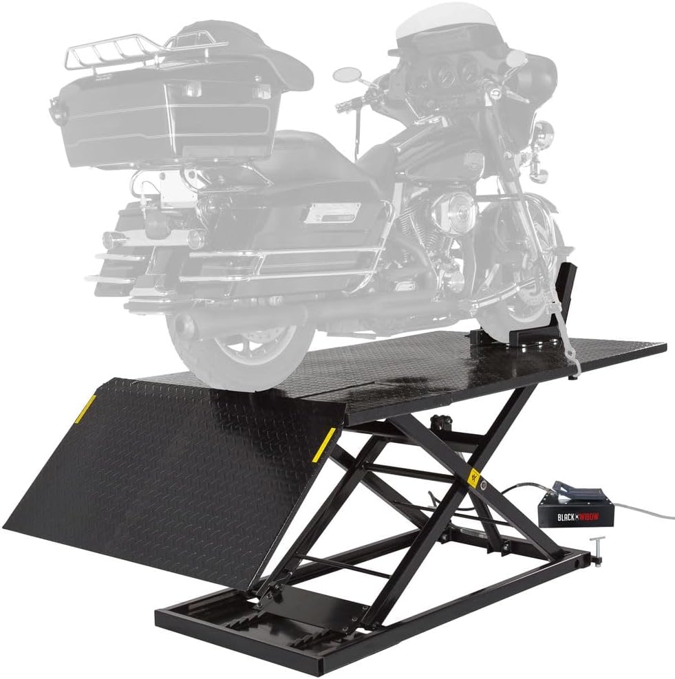 Black Widow Motorcycle Lift Table, Air Over Hydraulic, 1,500 lb, 33.5" High