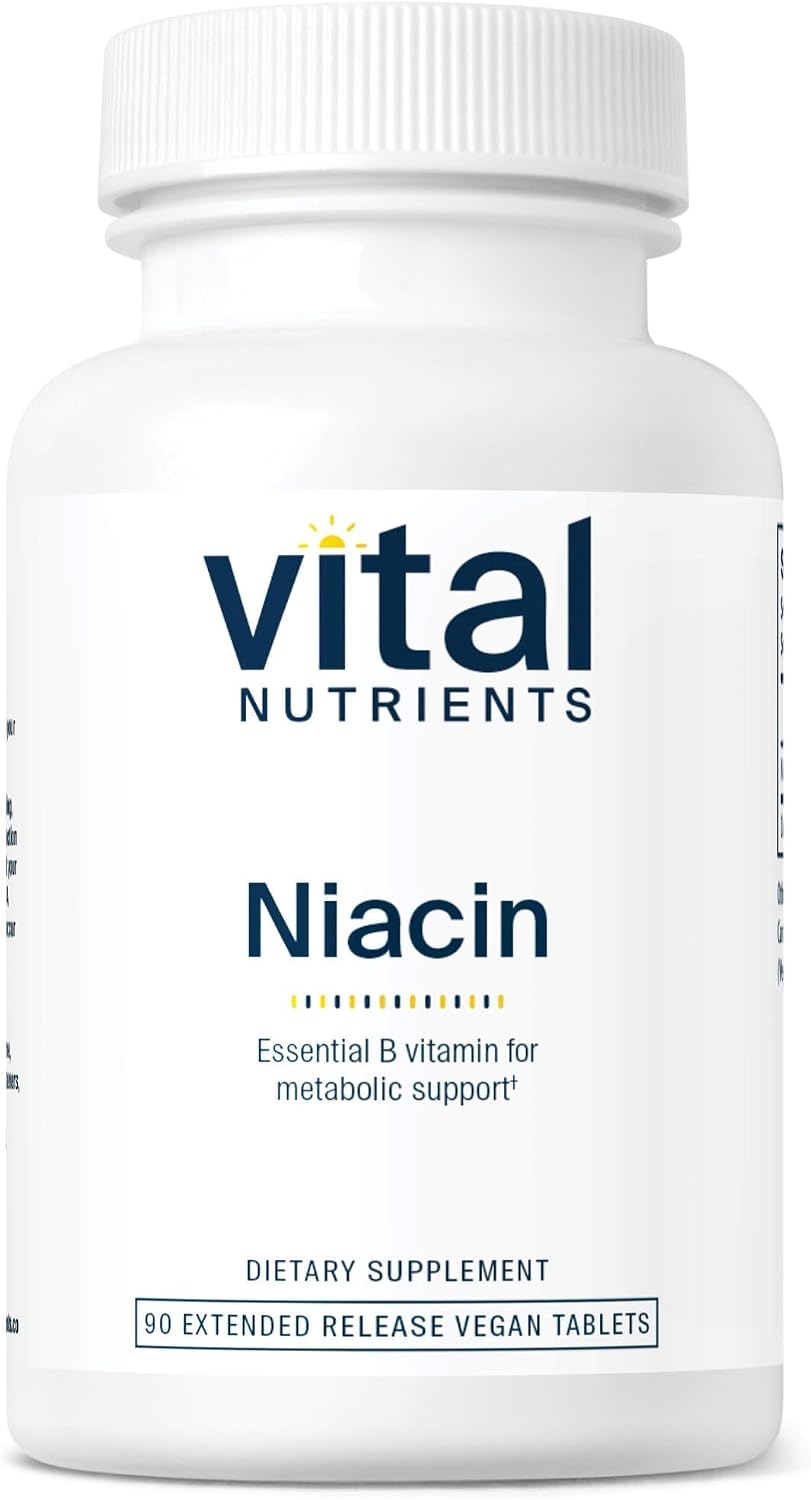 Vital Nutrients Niacin 500mg - Timed-Release Niacin Supplement for Men & Women - Vitamin B3 Supports Heart Health and Protein & Fat Metabolism