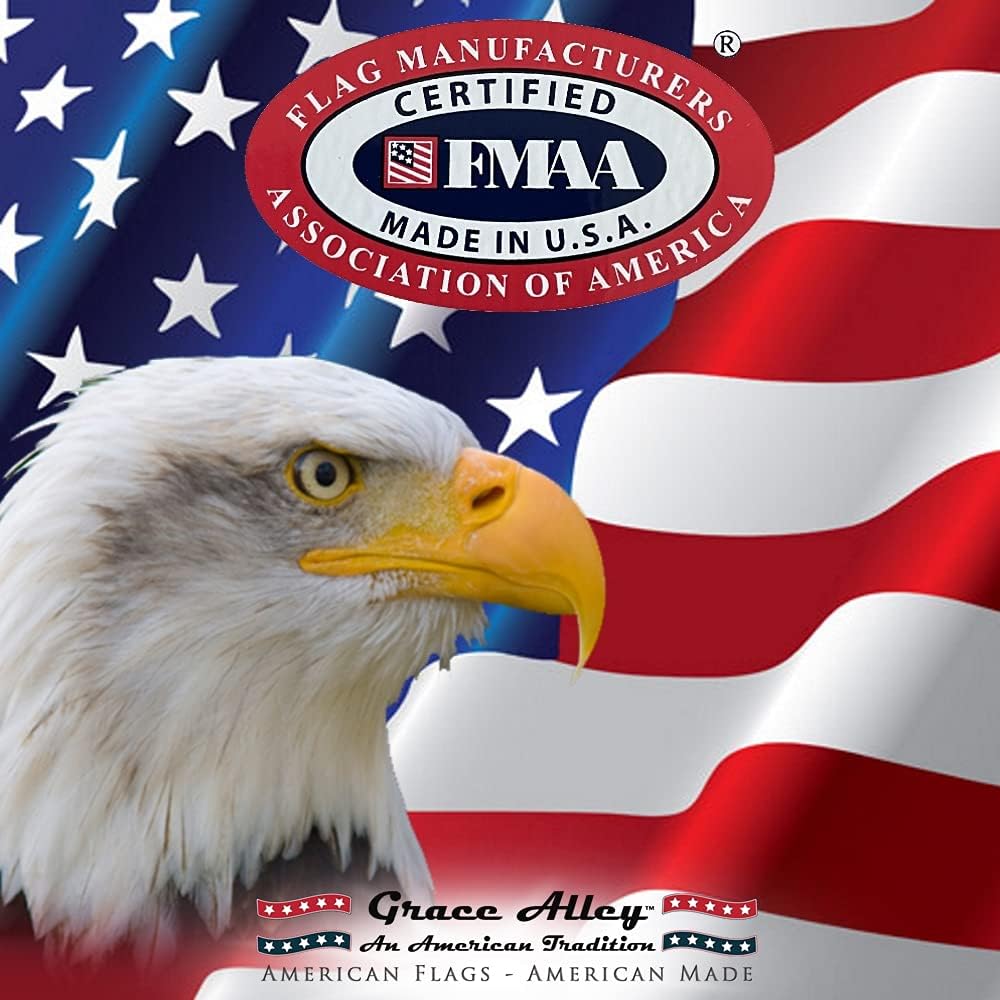 Grace Alley American Flag 3x5, Made in the USA, Outdoor UV Fade Resistant, Waterproof, Vibrant Color, Long Lasting Polyester Cotton Blend with Brass Grommets | Weather Resistant 70% Polyester 30% Cotton