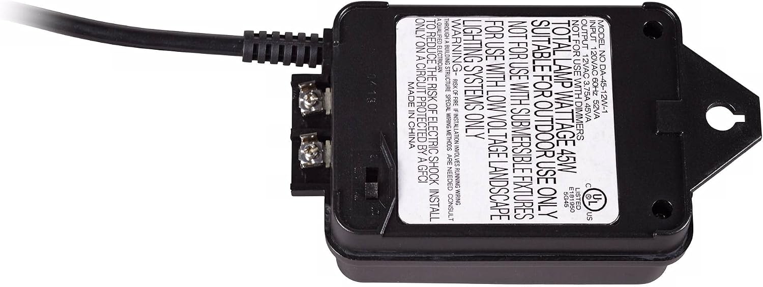 45 Watt Outdoor Landscape Transformer with Photocell 6 1/2" Wide | Low Voltage Black Security Dusk to Dawn 3 Set Timers