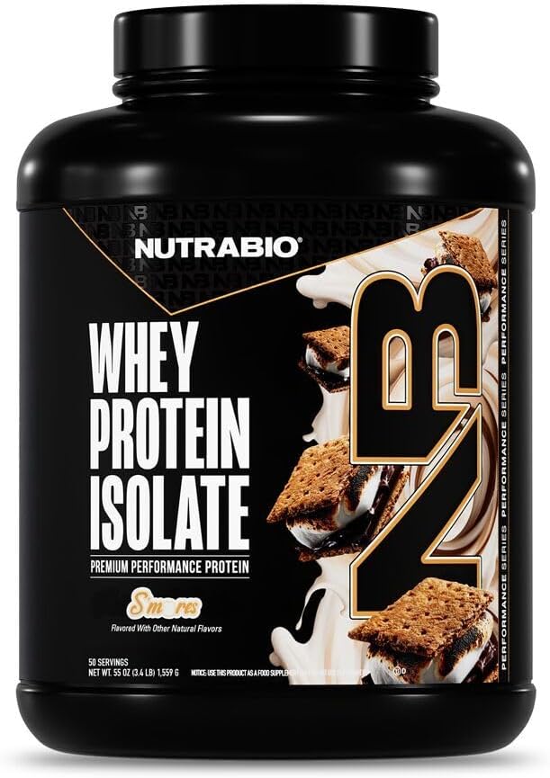 NutraBio 100% Whey Protein Isolate Protein Powder, 25g Protein with Complete Amino Acid Profile, Non-GMO, Soy & Gluten Free, Low Carb, Low Calorie Whey Protein Powder, Raw Unflavored, 20 Servings