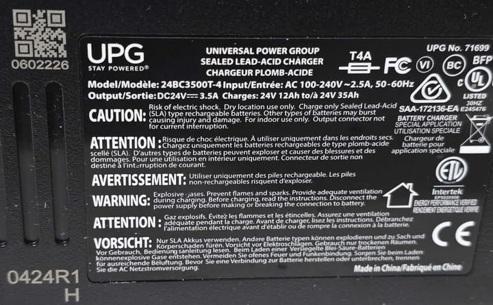 AlveyTech 24 Volt 3.5 Amp XLR Battery Charger (24BC3500T-4) - Replacement Charger for Pride Mobility, Shoprider