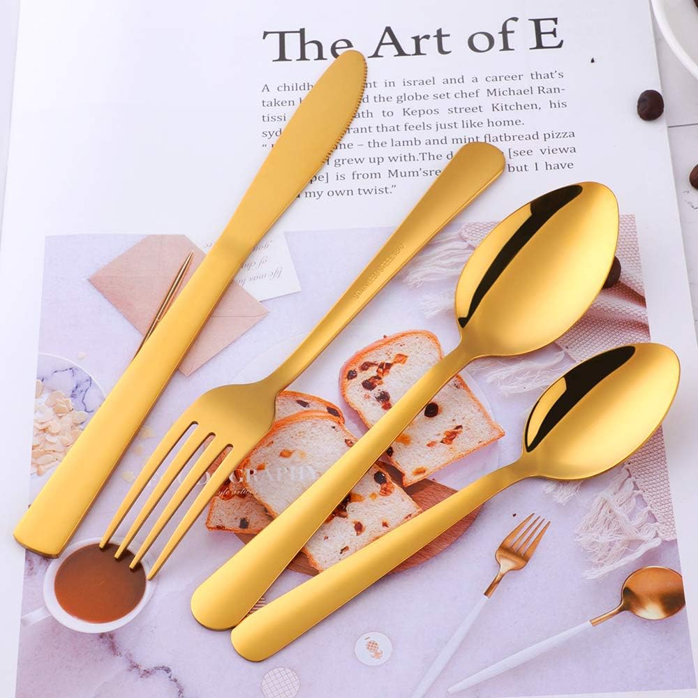 BuyGo Rainbow Silverware Set Flatware Set Stainless Steel Colorful Dinnerware Set 16-Piece Multicolor Cutlery Set, Service for 4