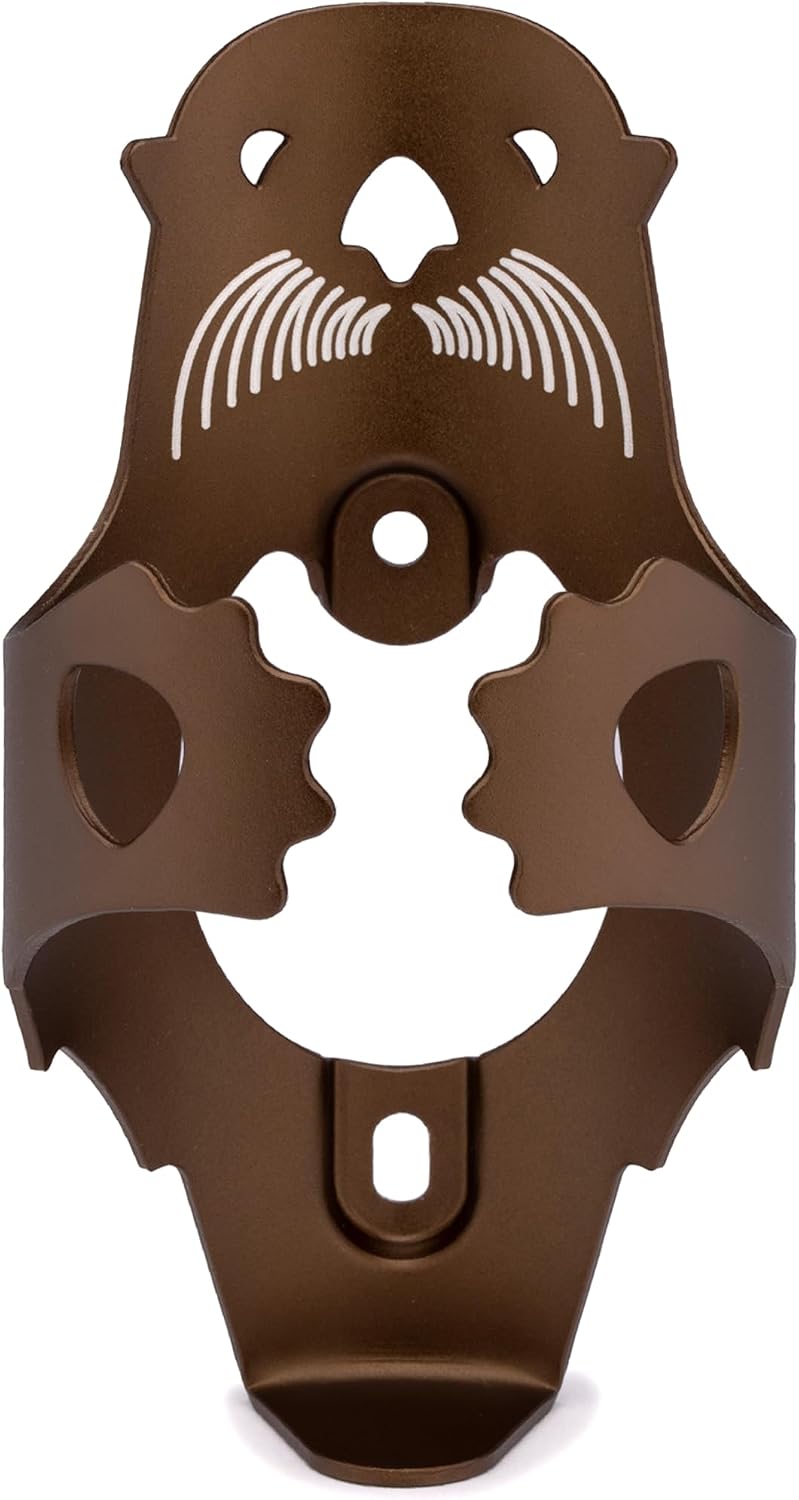 Portland Design Works Water Bottle Cage - Lightweight Water Bottle Holder for Bikes, Owl Cage, Black/Gold